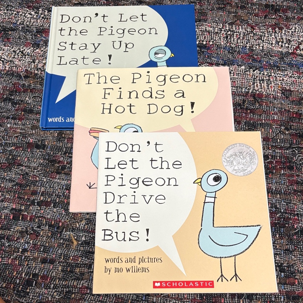 Scholastic Pigeon Book Trio - Blue, Yellow, Tan Covers